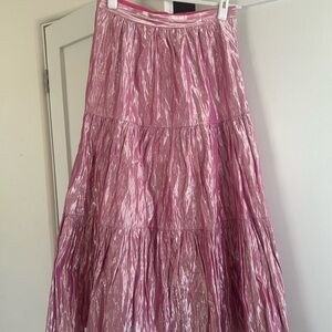 Anthropologie Metallic Pink A-Line Skirt